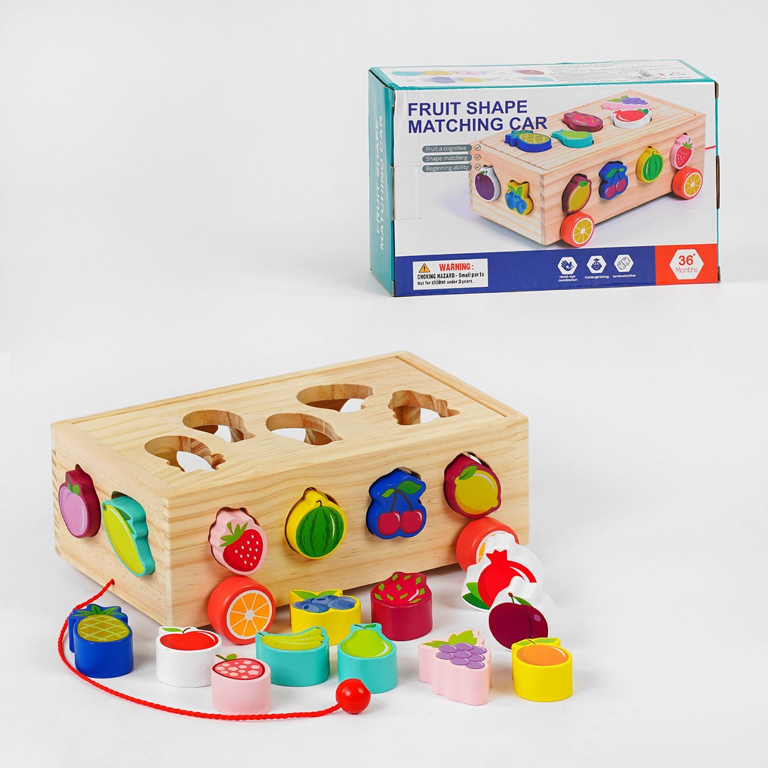 Детская розвивающая игрушка логика "Фруктовый сортер", с англ. словами, (C 57596) в коробке