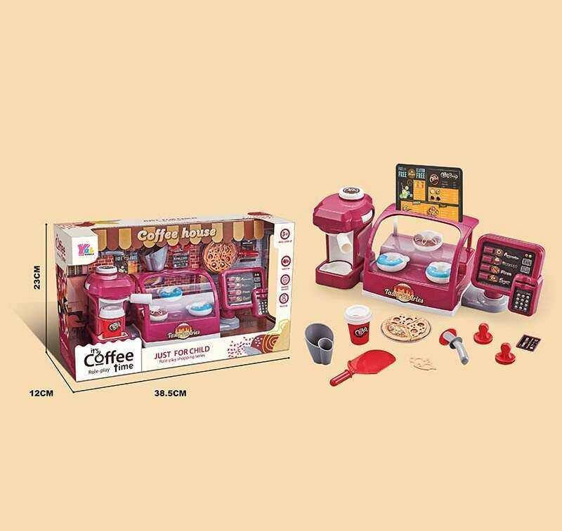 Ігровий набір магазин та касовий апарат (YQL 32 A) кавова машина, піца, пончики, посуд