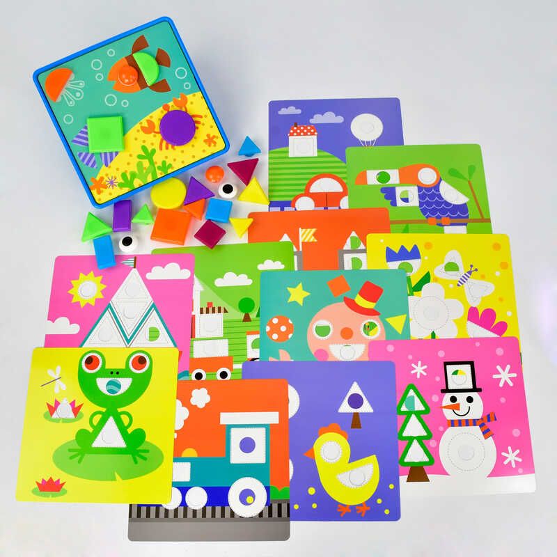 Мозайка 7305 "Весела Мозаїка" (12) "4FUN Game Club", 22 разноцветных элемента, 12 платформ с рисунками, в коробке