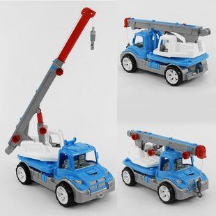 Автокран 3893 (4) "Technok Toys" цвет синий, подвижный кран, в коробке