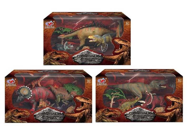 Набор динозавров Q 9899-202 (24/2) 3 вида, 6 элементов, 4 динозавра, аксессуары, в коробке