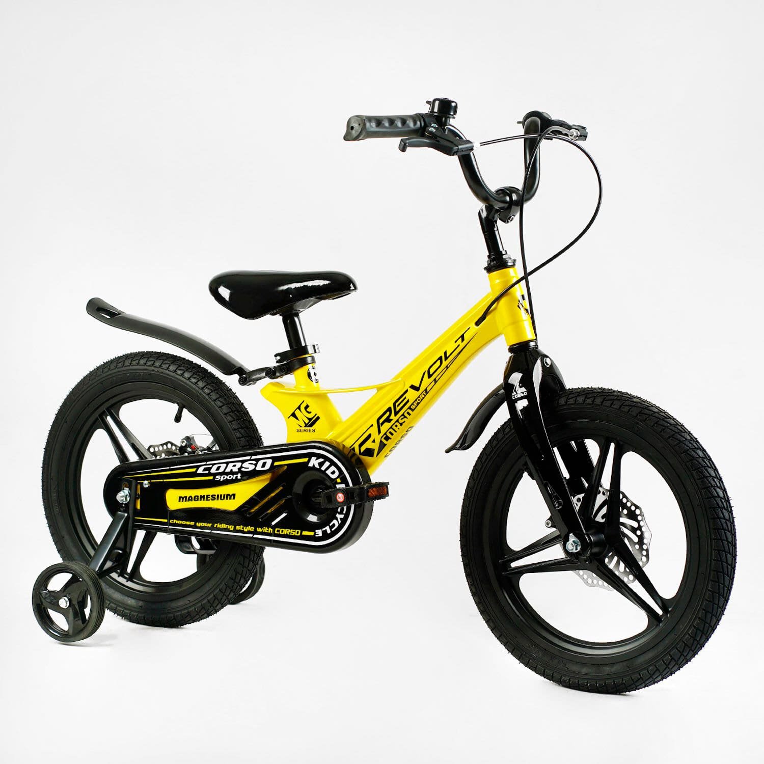 Велосипед двухколесный 16" дюймов с литыми дисками и магниевой рамой Corso CONNECT (MG-16080) дисковый тормоз, собранный на 75%