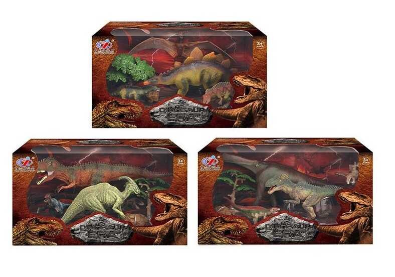 Набор динозавров Q 9899-203 (24/2) 3 вида, 6 элементов, 4 динозавра, аксессуары, в коробке