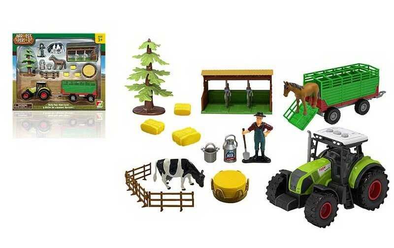 Трактор с 14 элементами (550-6 K) инерционный трактор, на батарейках, фигурки животных, фигурка фермера