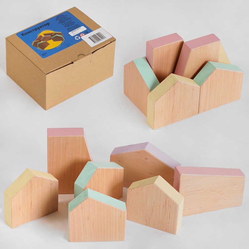 Конструктор дерев'яний КP-018 (1) "Ігруша", "Геометричні форми", 7 деталей, логічний, в коробці