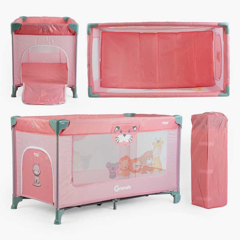 Ліжко-манеж Toti T-05263 (1) колір рожевий, розмір 126x65x75 см, в коробці