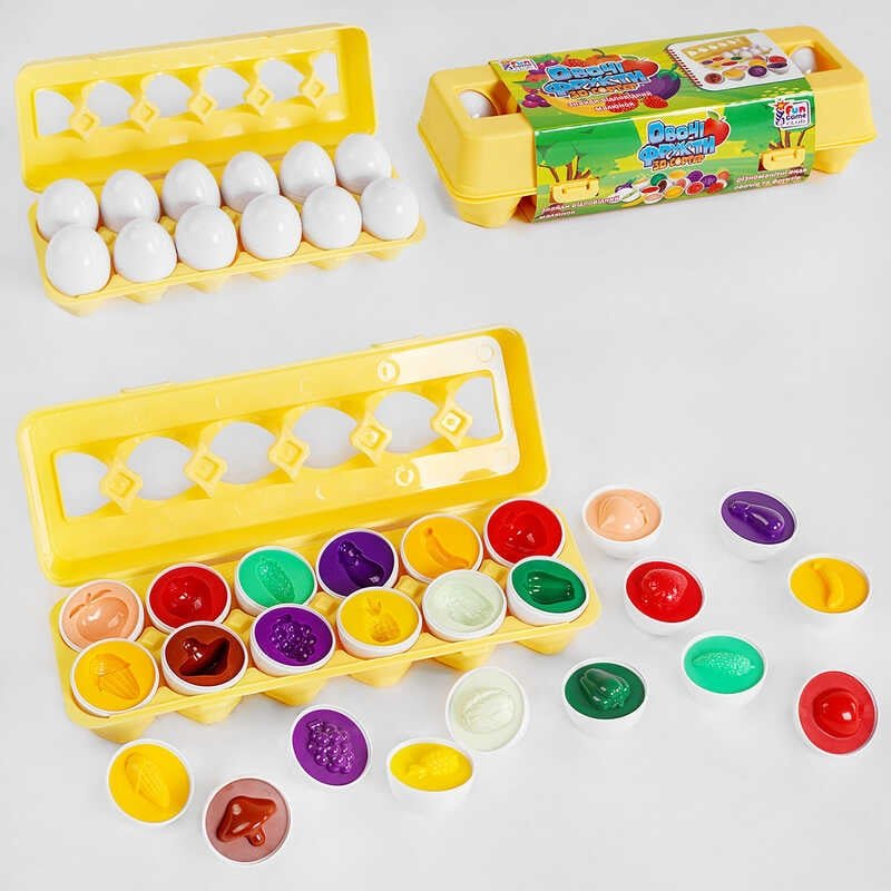 Овочі та фрукти 3D сортер 48666 (18) "4FUN Game Club", "Яєчний лоток", 12 штук у коробці