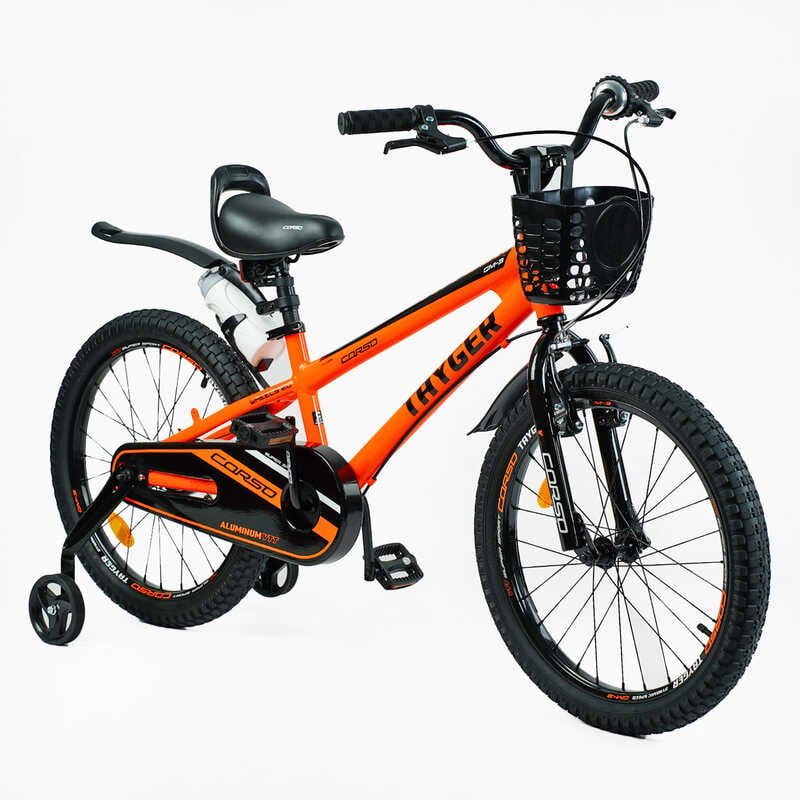 Велосипед 2-х колісний 20" "CORSO" TG-24533 "TAYGER" (1) алюмінієва рама, ручне гальмо, дод. колеса, дзвоник, бутилочка, зібран на 85