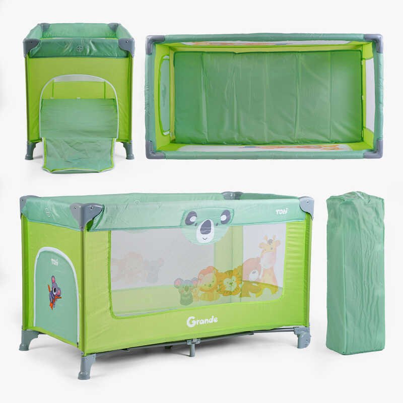 Ліжко-манеж Toti T-06457 (1) колір зелений, розмір 126x65x75 см, в коробці