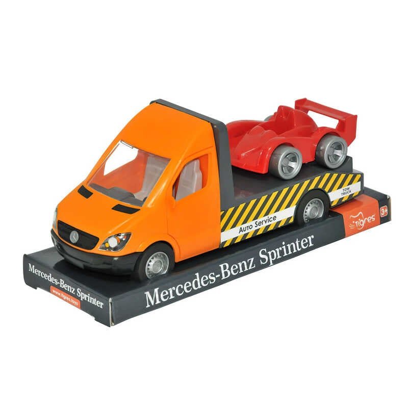 Автомобиль "Mercedes-Benz Sprinter" эвакуатор (оранжевый) на планшетке 39710 (6) "Tigres"