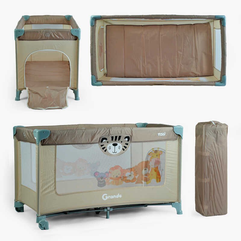 Ліжко-манеж Toti T-07710 (1) колір коричневий, розмір 126x65x75 см, в коробці