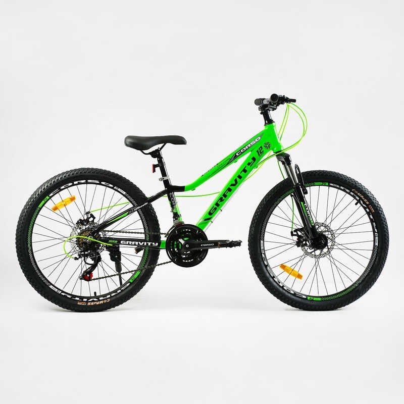 Велосипед Спортивный Corso «GRAVITY» 24" дюйма GR-24205 (1) рама алюминиевая 12’’, оборудование Shimano 21 скорость, собран на 75