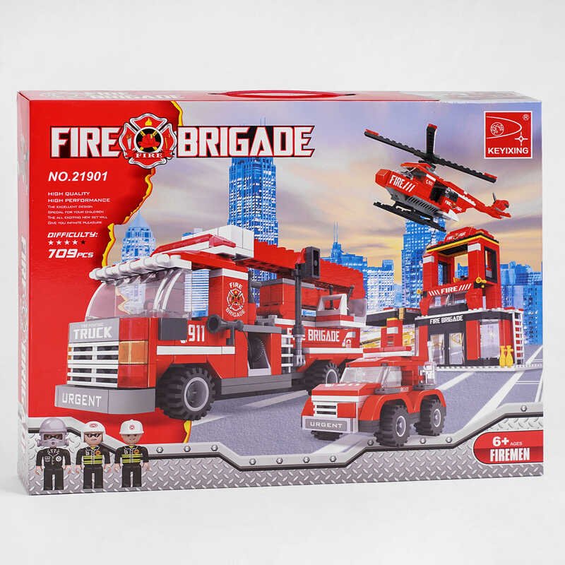 Конструктор AUSINI 21901 (6/2) пожарная, 697 деталей, в коробке