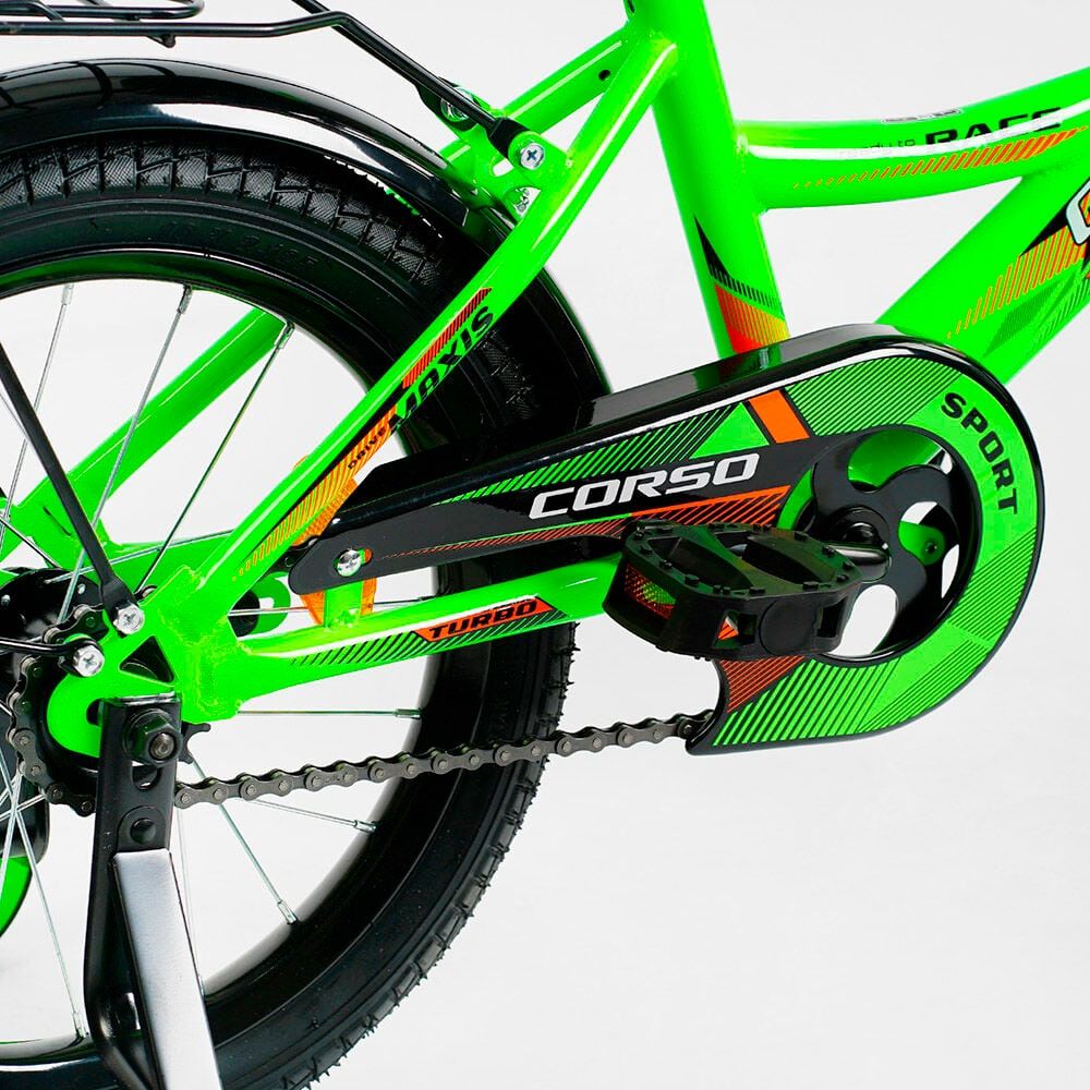 Велосипед двухколесный 16" дюймов "CORSO" MAXIS (CL-16088) ручной тормоз, звоночек, сидение с ручкой, доп. колеса, СОБРАННЫЙ НА 75% в коробке