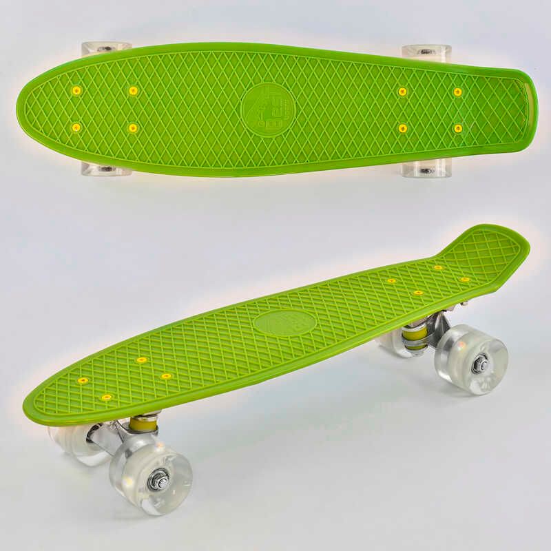 Скейт Пенни борд 0355 Best Board, САЛАТОВЫЙ, доска=55см, колёса PU со светом, диаметр 6см
