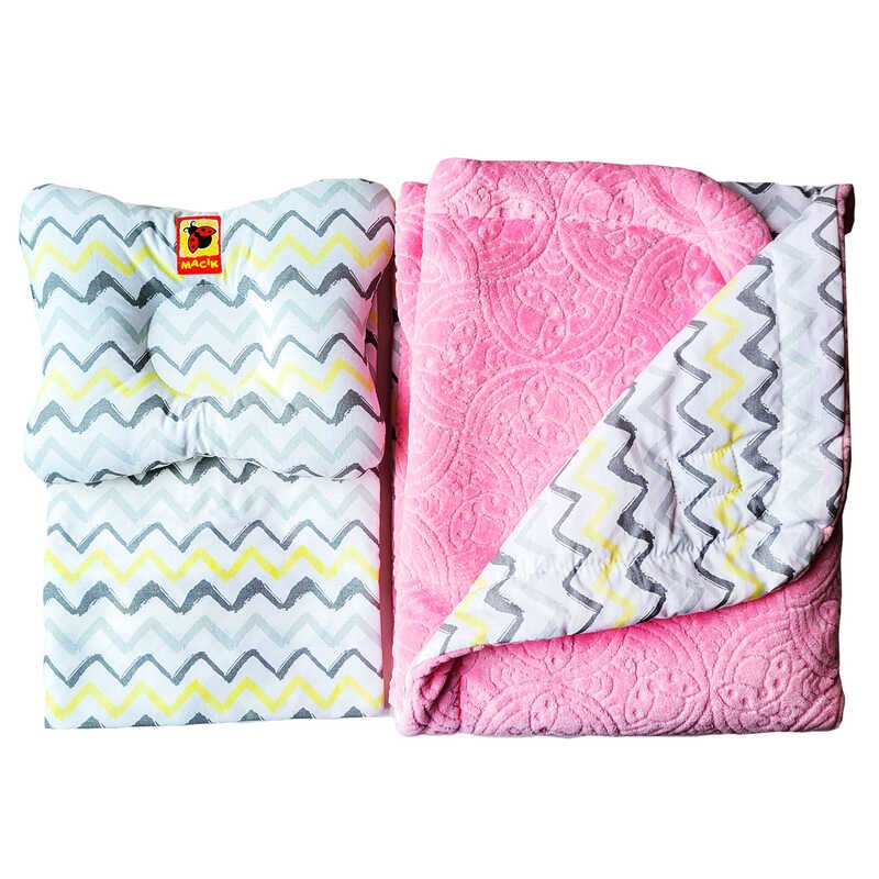 Набор МС 110612-09 "Bed Set Newborn" Божья коровка розовая: подушка, одеяло, простыня (2) "Масик"