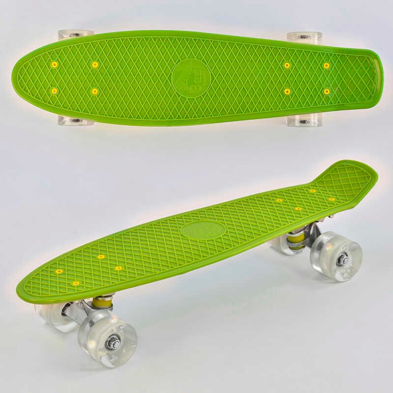 Скейт Пенні борд 0355 Best Board, САЛАТОВИЙ, дошка = 55см, колеса PU зі світлом, діаметр6 см