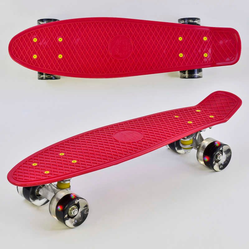 Скейт Пенни борд 0110 Best Board, ВИШНЕВЫЙ, доска=55см, колёса PU со светом, диаметр 6см
