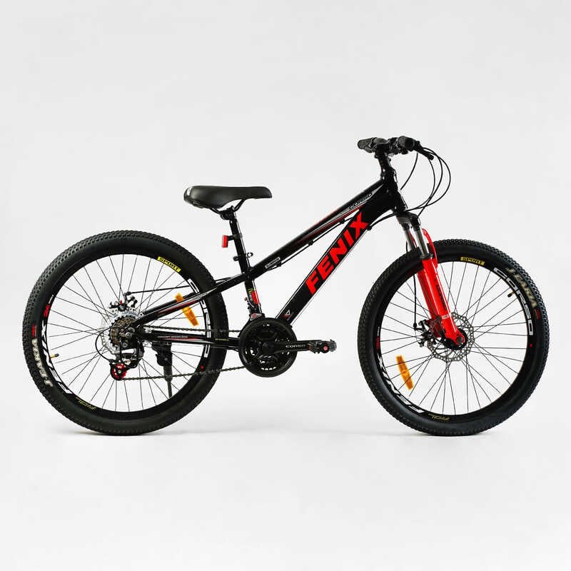 Велосипед Спортивный Corso 24" дюйма «Fenix» FX-24016 (1) рама алюминиевая 11’’, оборудование Saiguan 21 скорость, собран на 75