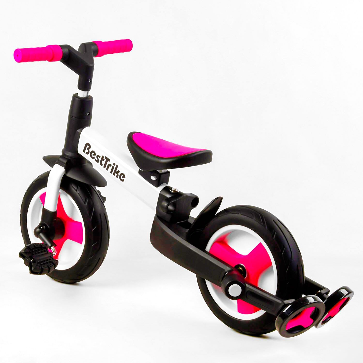 Детский велосипед трансформер с родительской ручкой 2/1 Беговел Best Trike (55475) колеса PU 10'' съемные педали