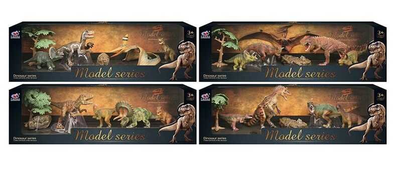 Набір динозаврів Q 9899 Q 3 (24) 4 види, 7 елементів, 5 динозаврів, 2 аксесуари, в коробці