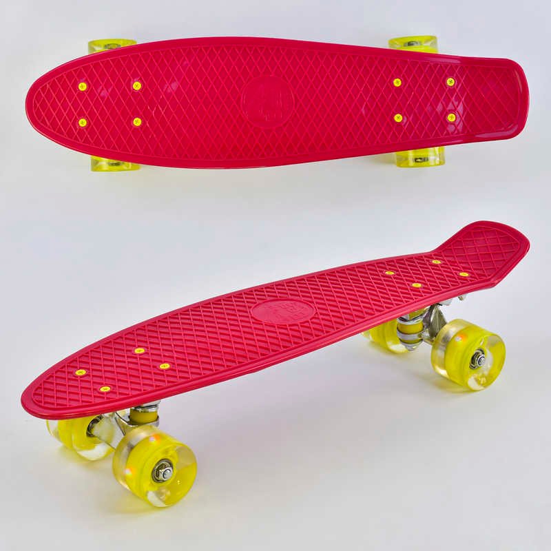 Скейт Пенни борд 0220 Best Board, КРАСНЫЙ, доска=55см, колёса PU со светом, диаметр 6см