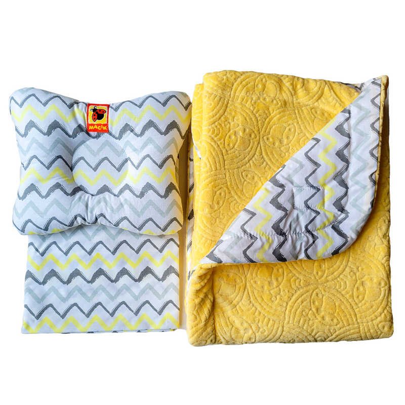 Набор МС 110612-10 "Bed Set Newborn" Божья коровка желтая: подушка, одеяло, простыня (2) "Масик"