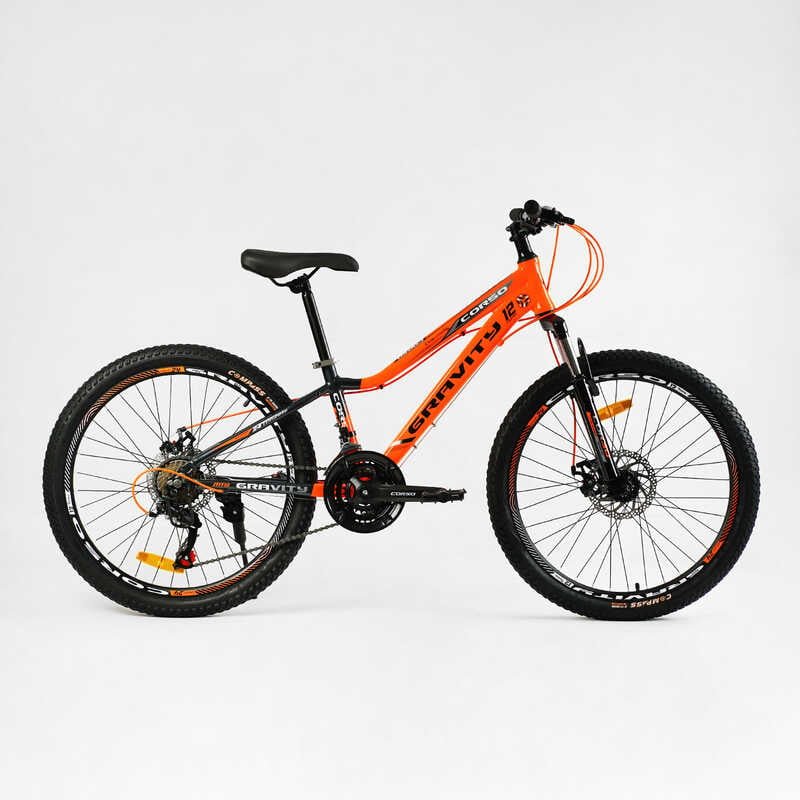 Велосипед Спортивний Corso «GRAVITY» 24" дюйми GR-24763 (1) рама алюмінієва 12’’, обладнання Shimano 21 швидкість, зібран на 75