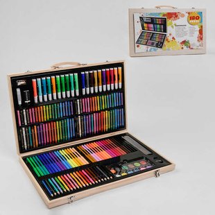 Набір для малювання на 180 елементів (С 49393) крейди, олівці, фломастери, фарби, маркери