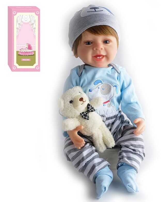 Кукла AD 2801-25 (12) резиновая, 57см, съемная одежда, мягкая игрушка, памперс, бутылочка, пустышка, в коробке