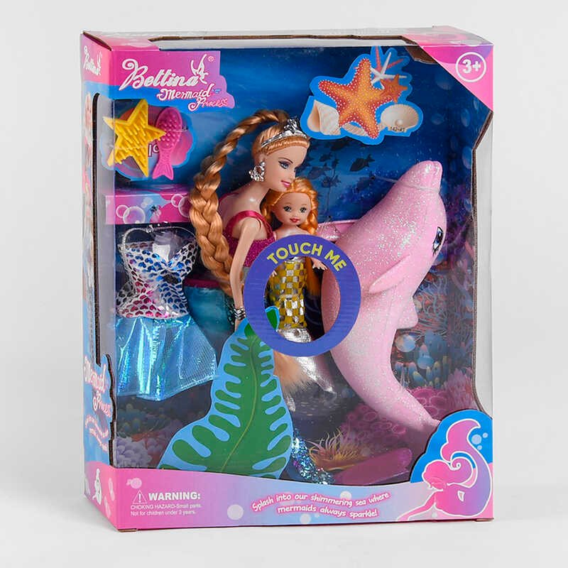 Лялька 68253 (36/2) "Русалки", 2 ляльки, дельфін, сукня, аксесуари, в коробці