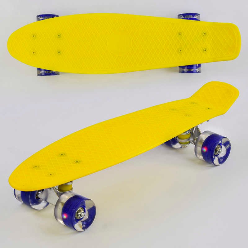Скейт Пенні борд 1010 Best Board, ЖОВТИЙ, дошка = 55см, колеса PU зі світлом, діаметр 6 см