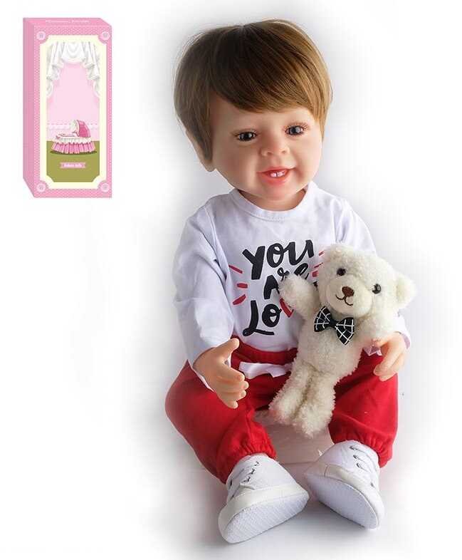 Кукла AD 2801-26 (12) резиновая, 57см, съемная одежда, обувь, мягкая игрушка, памперс, бутылочка, пустышка, в коробке