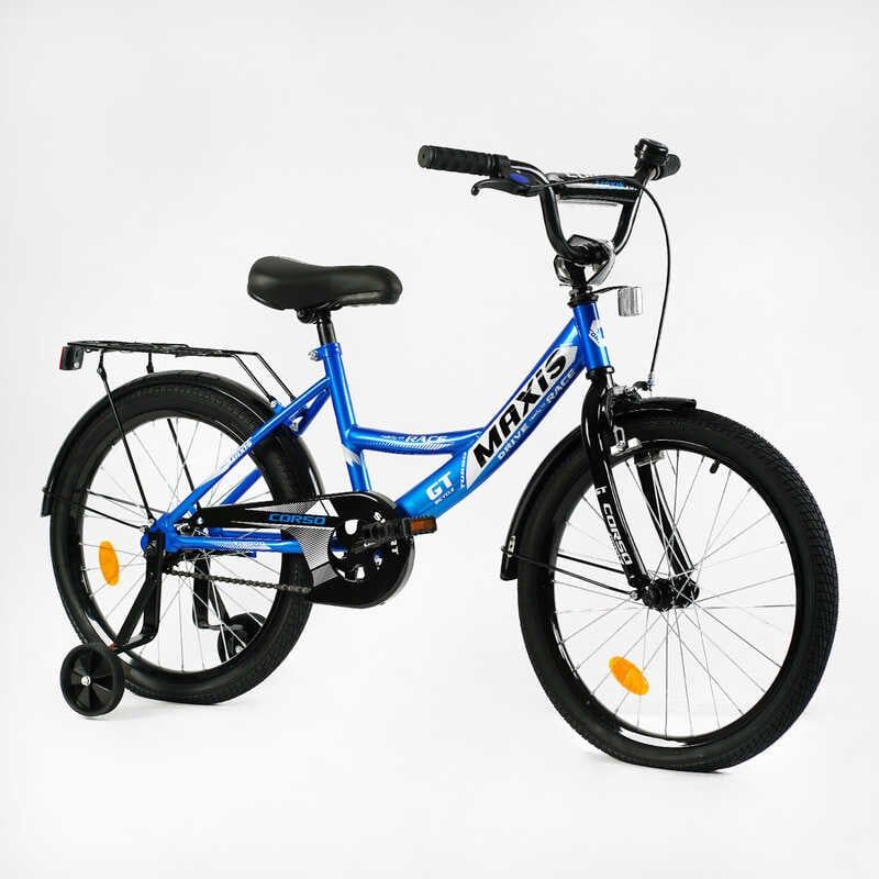Велосипед 20" дюймов 2-х колесный "CORSO" MAXIS CL-20215 (1) ручной тормоз, колокольчик, дополнительные колеса, СОБРАННЫЙ НА 75, в коробке