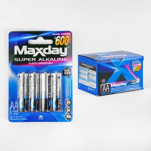 Батарейки “Maxday” C 57143 (20) Alcaline, пальчикові, АА 1,5V, ЦІНА ЗА 48 ШТ. У БЛОЦІ