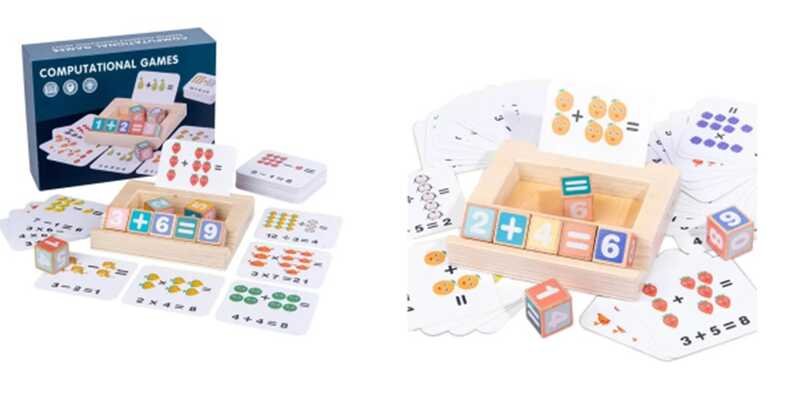 Математическая игра C 60437 (40) карточки с примерами, кубики, подставка, в коробке