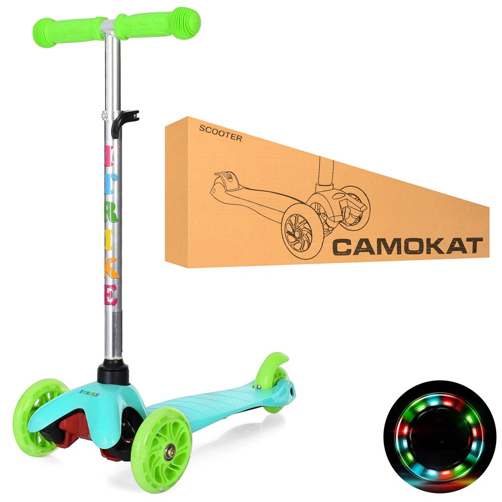 Трехколесный детский самокат (BB 3-013-4-C-M) колеса полиуретановые светящиеся, руль регулируется