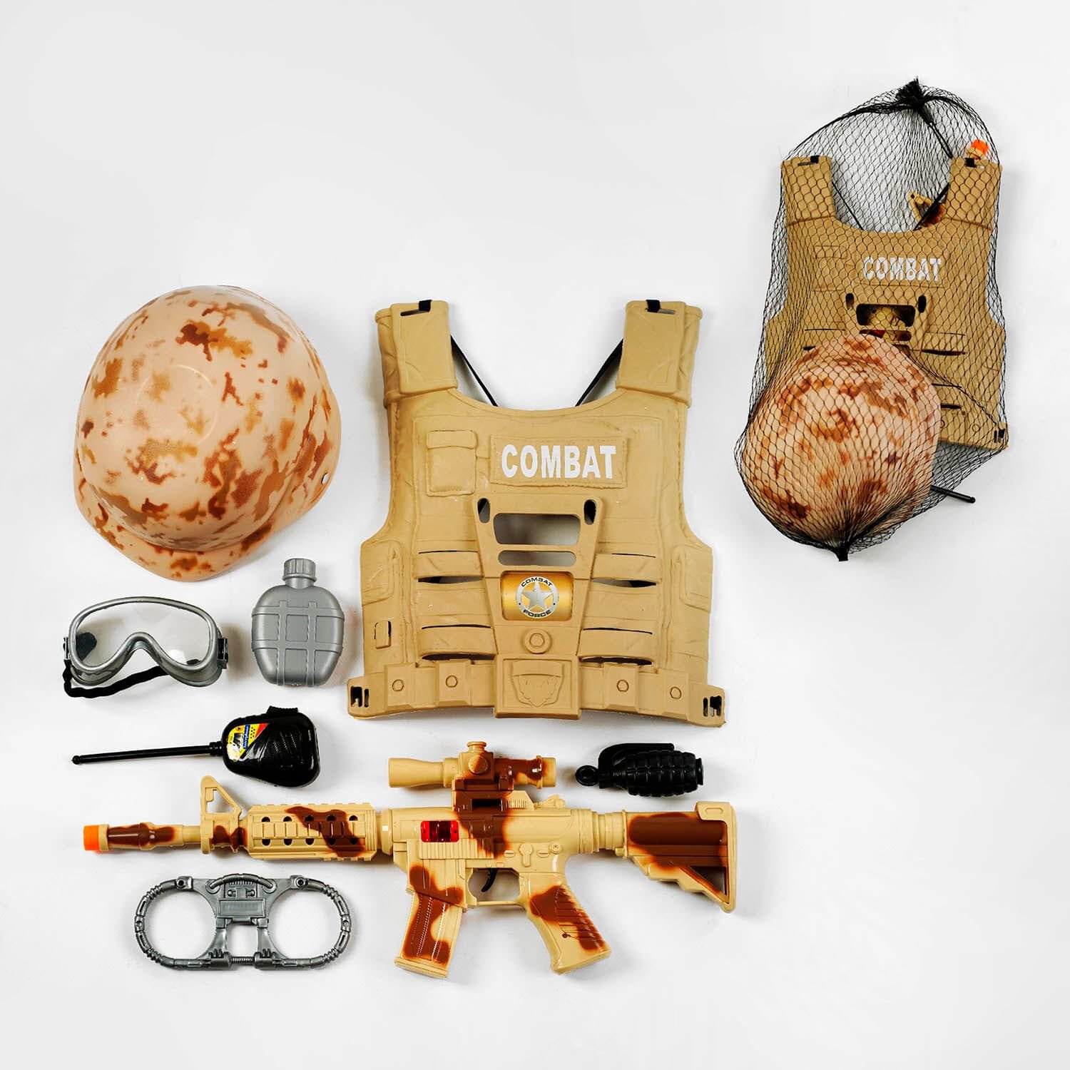 Военный набор (HD 308) 8 элементов, бронежилет, шлем, автомат