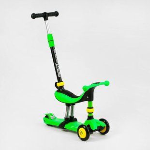 Самокат-велобіг 3в1 триколісний BS-30802 Best Scooter, 3 колеса PU зі світлом, сидіння, амортизатори, батьківська ручка