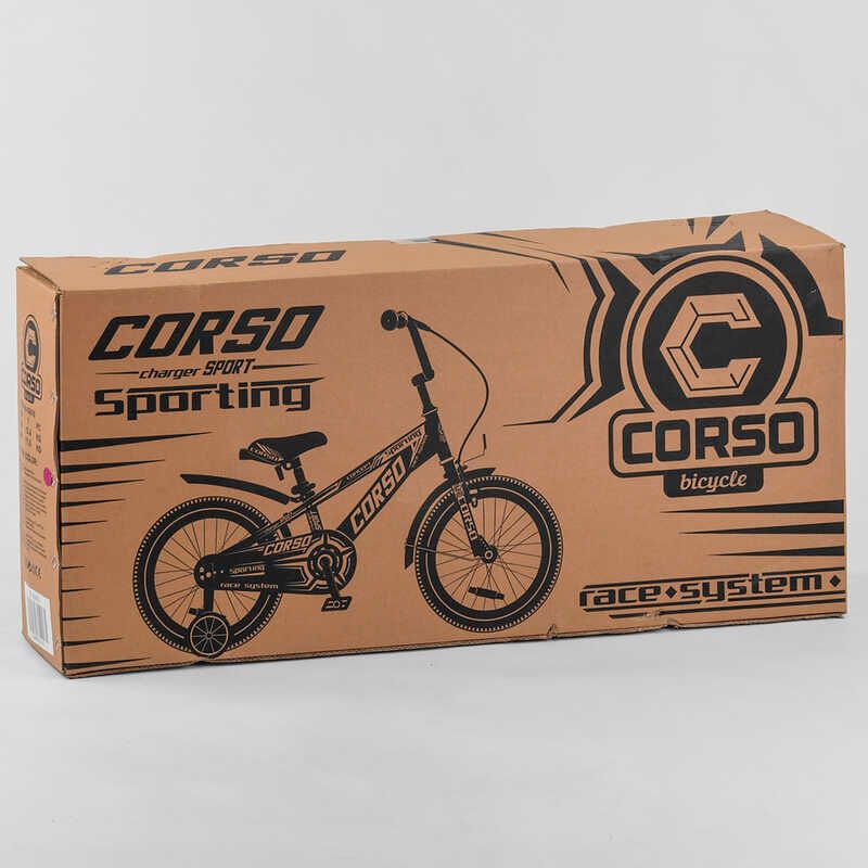 Велосипед двоколісний 16 "дюймів CORSO (R-16119) ручне гальмо, дзвіночок, доп. колеса, ЗІБРАНИЙ НА 75%