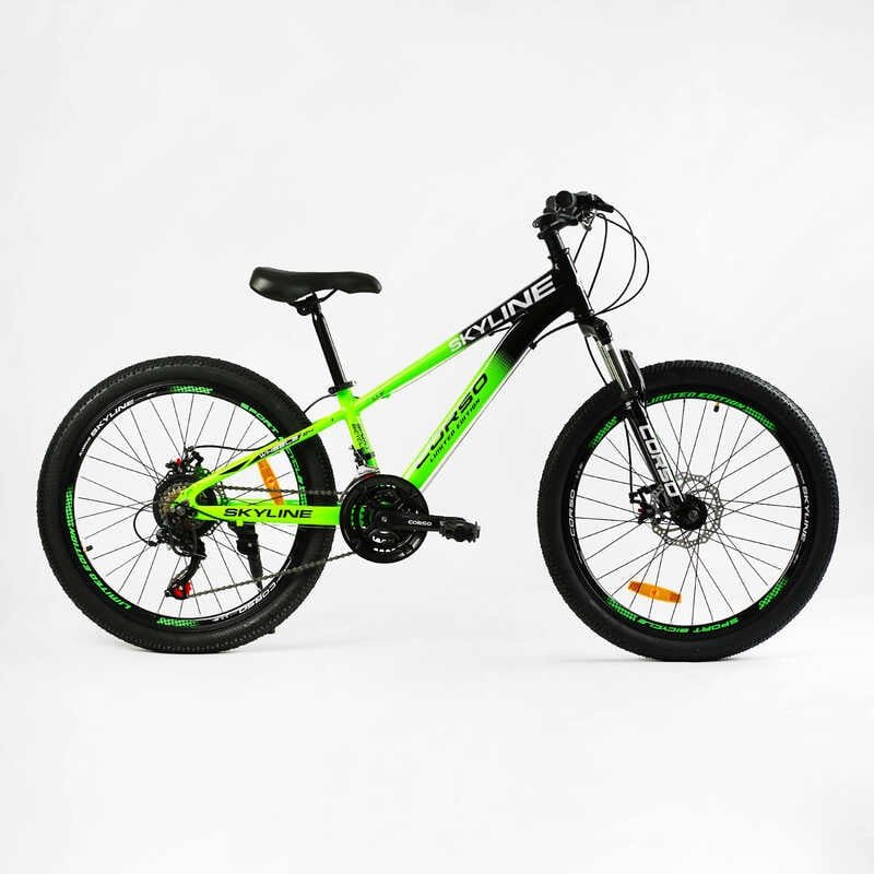 Спортивный велосипед 24 дюймов Corso «SKYLINE» (SL- 24055) рама алюминиевая 11’’, оборудование Shimano 21 скорость