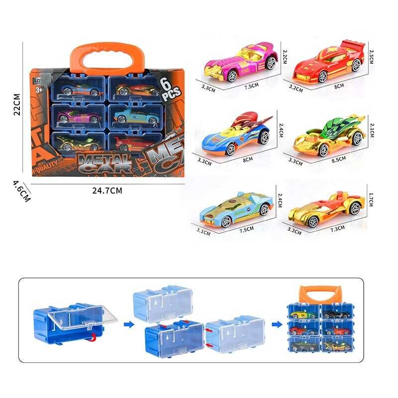 Набор машин 3101-4 (72/2), 6 металлопластиковых машин, отдельные контейнеры, в коробке.