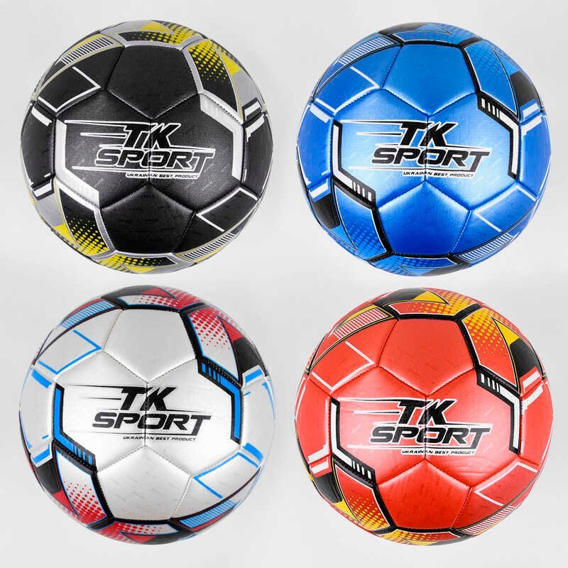 Мяч футбольный C 44448 (60) "TK Sport", 4 вида, вес 350-370 грамм, материал TPE, баллон резиновый
