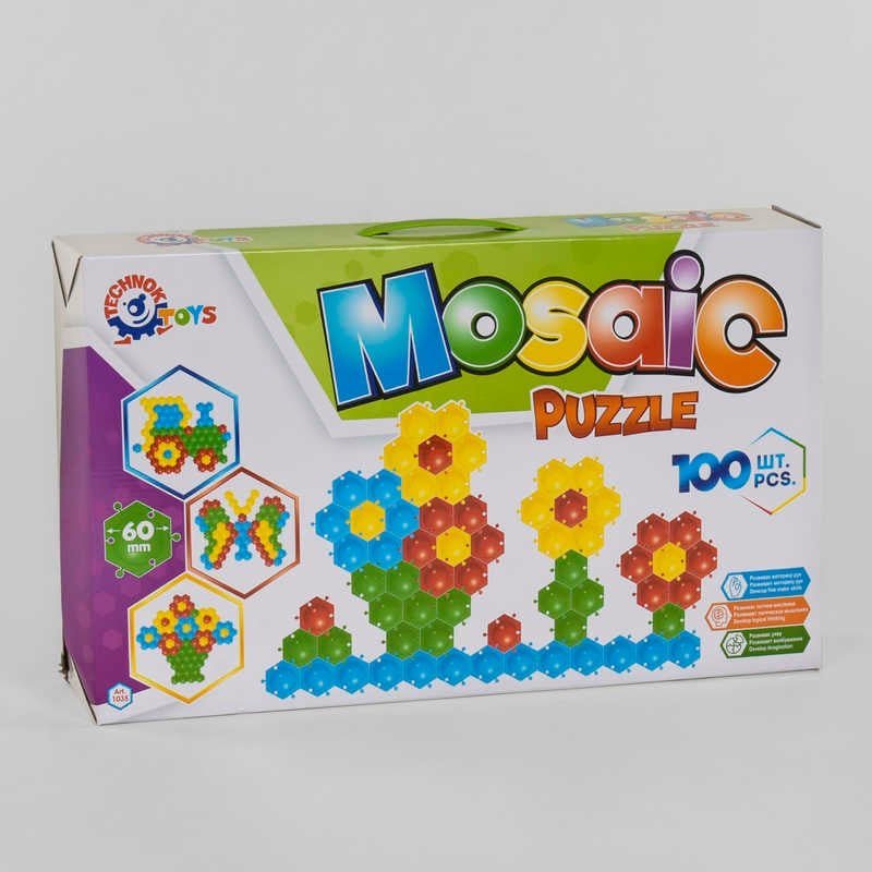 Мозаїка-пазли "Бджілка" 1035 (4) "Technok Toys", 100 елементів, розмір деталі - 6см, в коробці