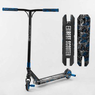Самокат трюковий Best Scooter BS-77566 HIC-система, ПЕГИ, алюмінієвий диск та дека з ПРИНТОМ, колеса PU, d = 110мм, ширина керма - 60 см, в коробці