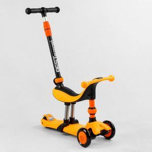Самокат велобіг 3в1 триколісний BS-50584 Best Scooter, 3 колеса PU зі світлом, сидіння, амортизатори, батьківська ручка