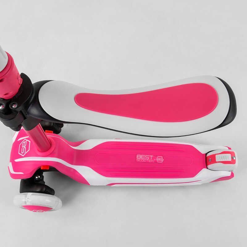 Самокат трехколесный с сидением Best Scooter (JS-41008) алюминиевый руль, колеса PU со светом