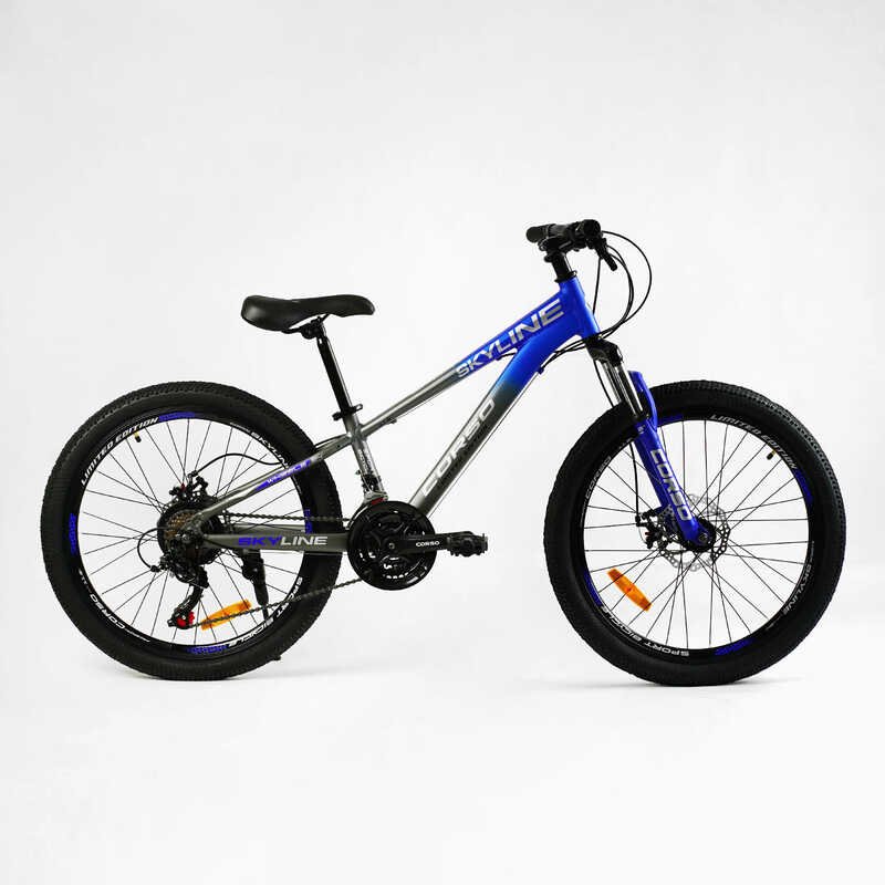 Спортивный велосипед 24 дюймов Corso «SKYLINE» (SL- 24178) рама алюминиевая 11’’, оборудование Shimano 21 скорость