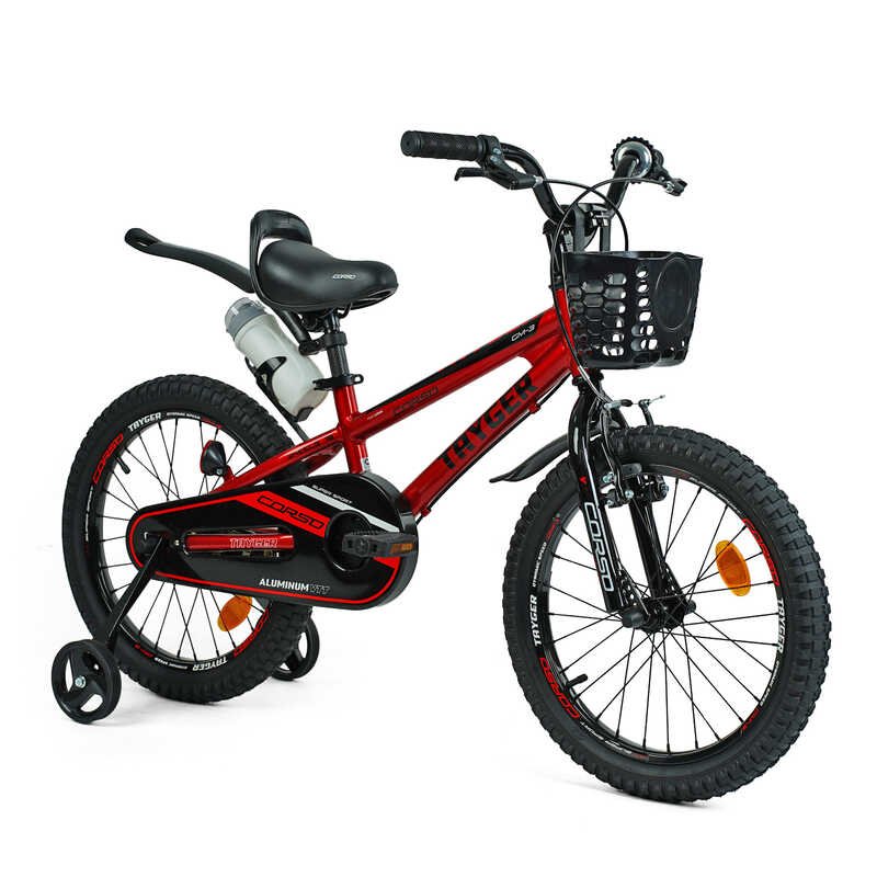 Велосипед 2-х колісний 18" "CORSO" TG-43922 "TAYGER" (1) алюмінієва рама, ручне гальмо, дод. колеса, дзвоник, бутилочка, зібран на 85