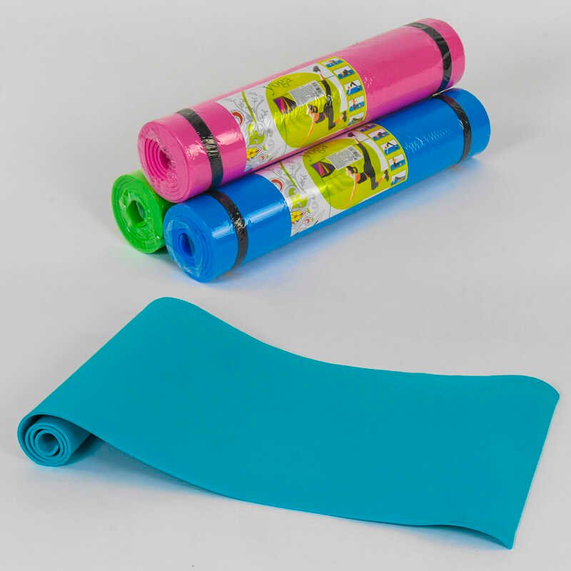 Килимок для йоги С 36548 (25) 4 кольори, товщина 6 мм, 178х59х0,6 см